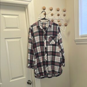 Barbour - Classic Lyocell Blend Button Down Quarter Length Sleeve - Red / Blue M